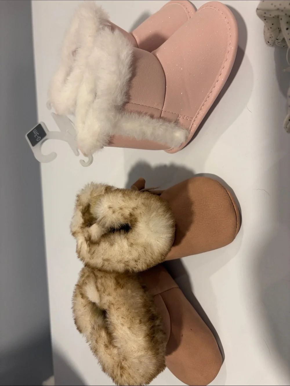 Baby Cozy Fur-Lined Booties – Pink and Beige